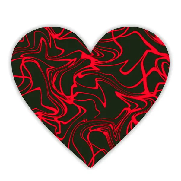 Big heart of red and black colors on a white background, fire heart. High quality photo