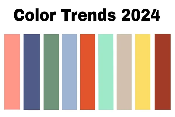 Colors 2024 , popular color trends , color palette: marlin, chambray blue, mushroom, orangeade, mint, lemon drop, roibos tea, desert flower, watercress. High quality photo