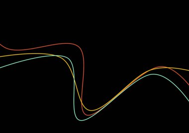 Siyah arkaplanda çok renkli kıvrımlı çizgiler. Yüksek kalite fotoğraf