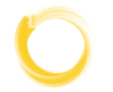 Beyaz arka planda sarı renkli dairesel fırça darbesi, el yapımı elementler, hardal sarısı renk, dairesel desen. Yüksek kalite fotoğraf