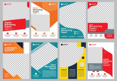 Corporate business flyer template design set, poster, colorful business proposal, promotion, advertise clipart