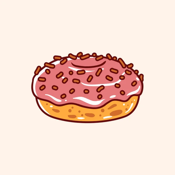 Donut Hand Drawn Dessert Food Vector Illustration — Stock Vector
