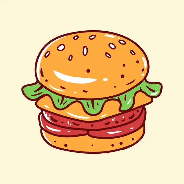Burger Hand Drawn Fast Food Vector Illustration — Stock Vector