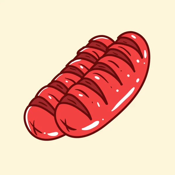 Sausage Hand Drawn Fast Food Vector Illustration — Stock Vector