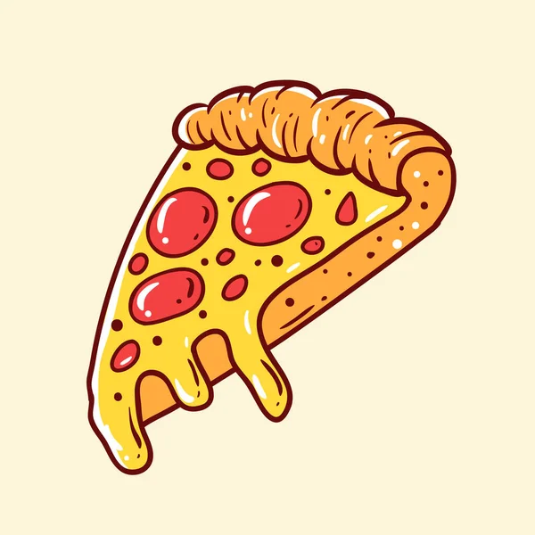 Pizza Plátek Ručně Kreslené Rychlé Občerstvení Vektor Ilustrace — Stockový vektor