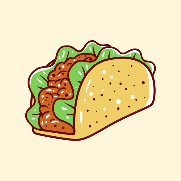 Taco Hand Drawn Fast Food Vector Illustration — Stock Vector