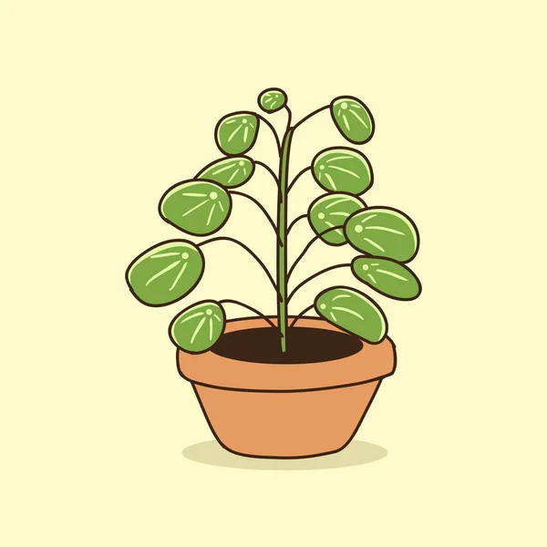 Hauspflanze Handgezeichnet Grüne Pflanzenvektorillustration — Stockvektor