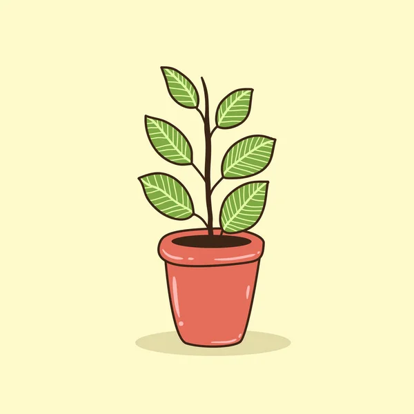 Dům Rostlina Ručně Kreslené Zelená Rostlina Vektor Ilustrace — Stockový vektor