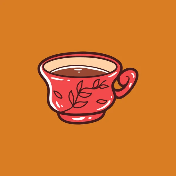 抽象的なラインアートスタイルのイラストベクトルデザインのコーヒーカップ — ストックベクタ