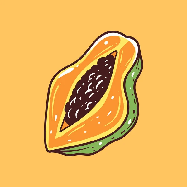 Handgezeichnete Vektorillustration Der Papaya Frucht — Stockvektor
