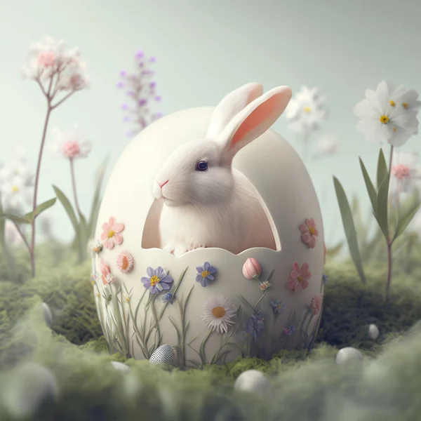 Easter Bunny Rabbit Flowers — Stock Photo, Image