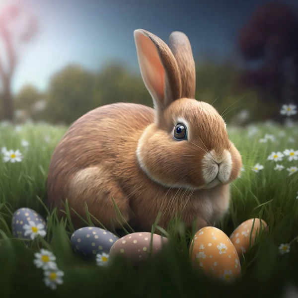 Easter Bunny Rabbit Grass — Stock Photo, Image