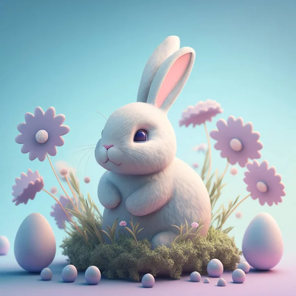 Happy Easter Concept Rabbit Egg Holiday Background — Stock Photo, Image