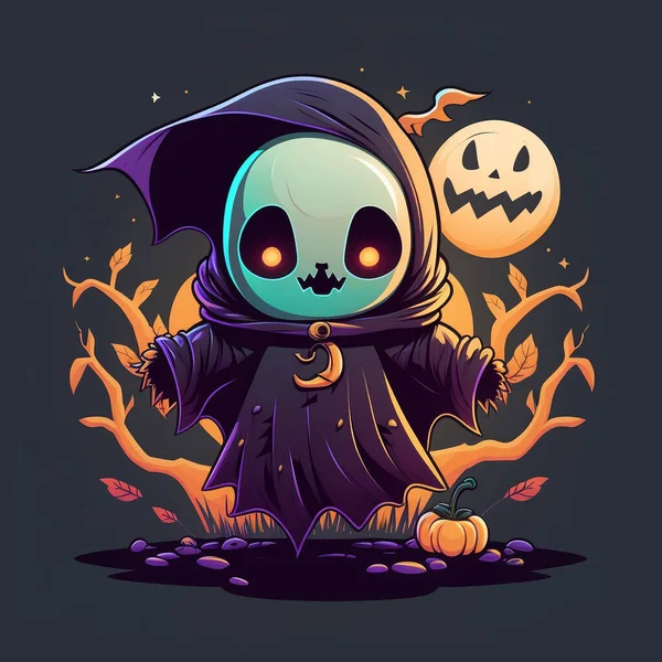 Vector Illustration Halloween Background Witch — Stock Photo, Image