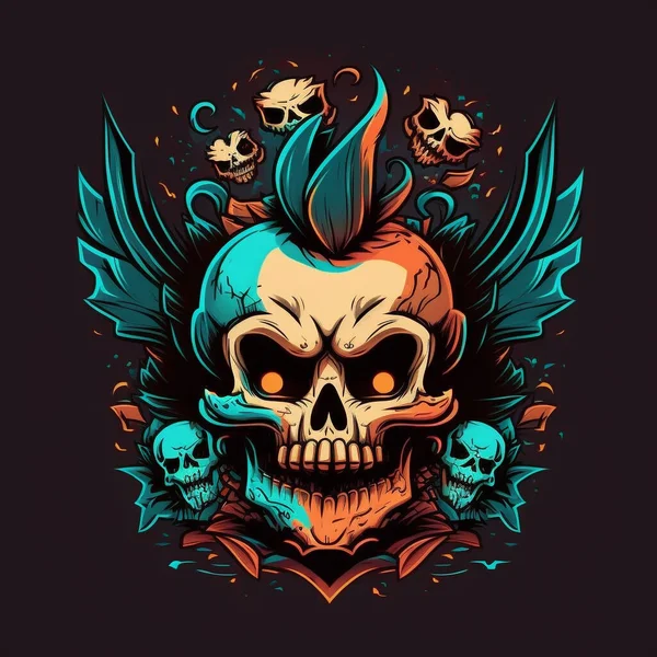 skull with wings and crossbones, vector illustration