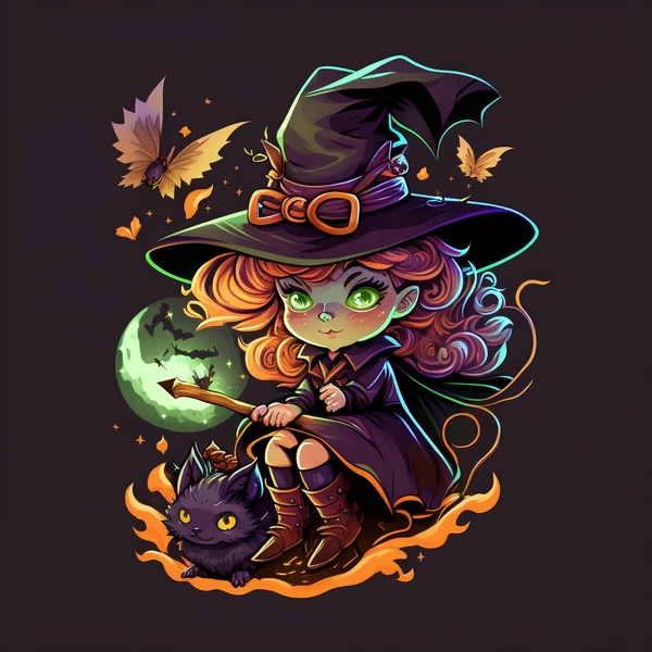 Halloween Witch Hat Pumpkin Vector Illustration — Stock Photo, Image
