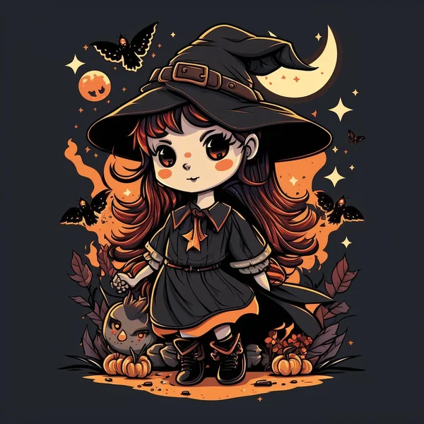 Halloween Witch Hat Pumpkin Vector Illustration — Stock Photo, Image