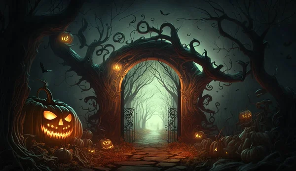 Sfondo Halloween Con Strega Fantasma Occhi Spaventosi — Foto Stock