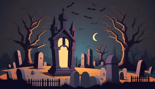 Halloween Noite Fundo Com Bruxa Casa Assombrada Com Árvores Morcegos — Fotografia de Stock