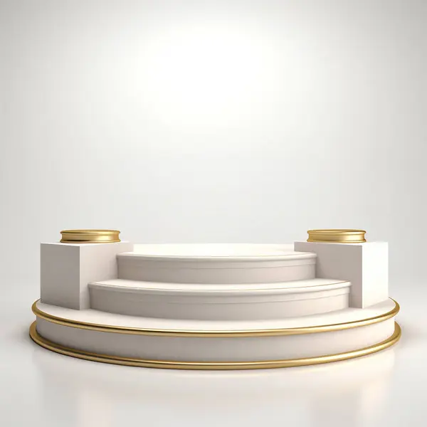 White and gold podium on a white background