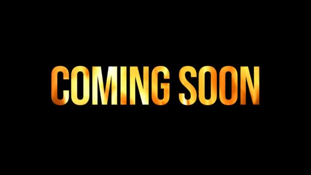 Coming Soon Text Reveal Fire Effect Black Background — Stock Video