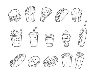 El yapımı fast food elementleri çizimi çizim çizimi