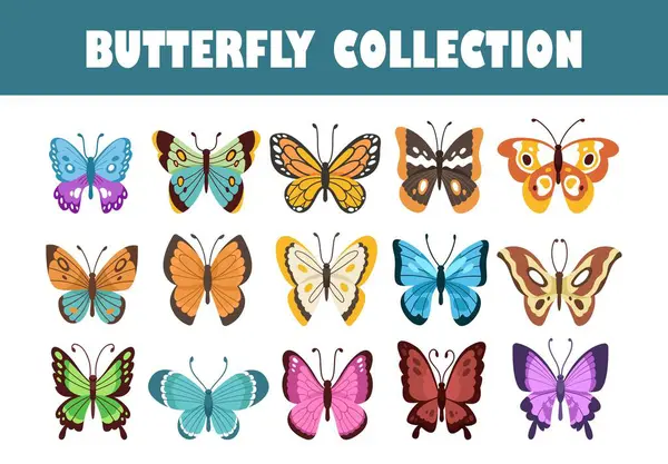 Set Illustrazione Vettoriale Farfalla — Vettoriale Stock