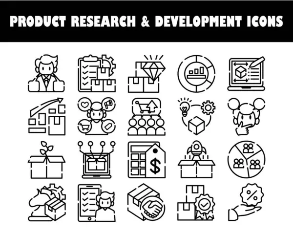 Icono Producto Investigación Desarrollo Vector Esquema Ilustración Conjunto Ilustraciones de stock libres de derechos