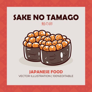 Sake no tamago Japon yemek vektör illüstrasyonu