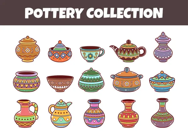 stock vector Set of pottery vector illustration