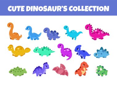 Cute dinosaurs vector illustration set clipart