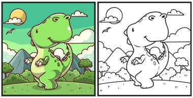 Green dinosaur coloring page illustration clipart