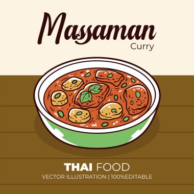 Massaman curry thailand food vector illustration