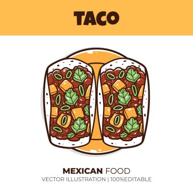 Mexican food taco vector illustration clipart