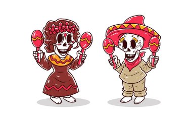 The sugar skull character celebrate party vector illustration clipart