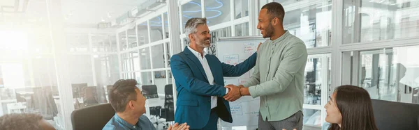Business Male Partnership Handshake Successful Deal Meeting — Stockfoto