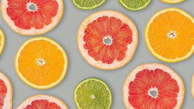 Beyaz arka planda izole edilmiş turunçgiller. Üst Görünüm