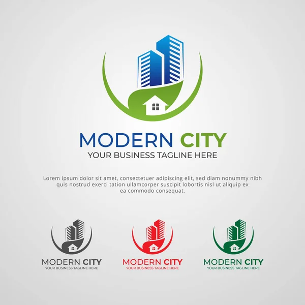 Moderna Società Immobiliare Logo Design Template Edilizia Costruzione Concetto Logo — Vettoriale Stock