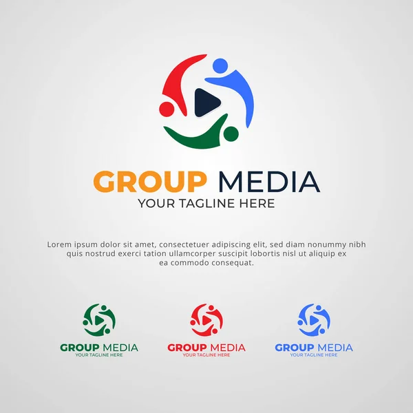 Tratta Modello Logo Personalizzabile Adatto Marchi Aziende Multimediali Gruppo Facile — Vettoriale Stock