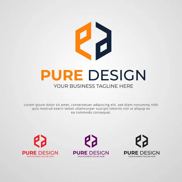 Modello Design Del Logo Pure Design Moderno Minimalista Con Parola — Vettoriale Stock