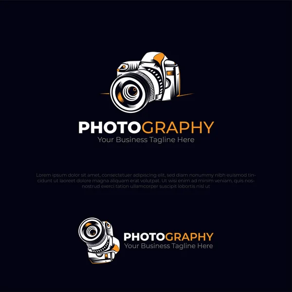 Photography Studio Logo Template Clean Modern Design Stylish Camera Lens — Stock Vector