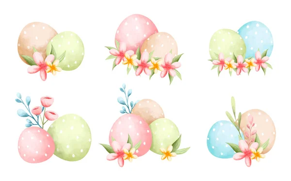 Velikonoční Vajíčka Posázená Květinami Vektorová Ilustrace — Stockový vektor