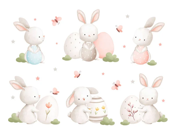 Coniglio Carino Con Orecchie Coniglietti Illustrazione Vettoriale — Vettoriale Stock