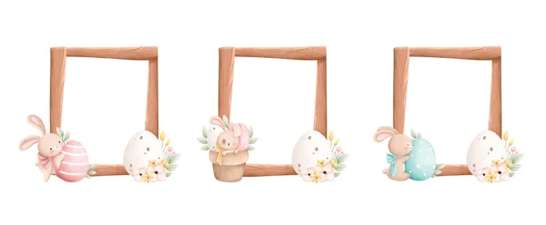Easter Eggs Rabbit White Background — Stock Vector