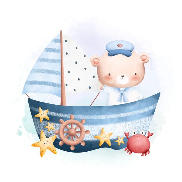 stock vector cute little boy with a boat and a hat