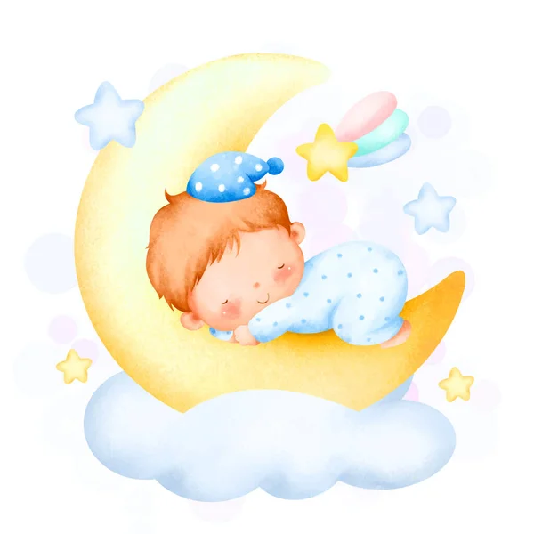 Carino Bambino Dormire Uno Sfondo Bianco — Vettoriale Stock