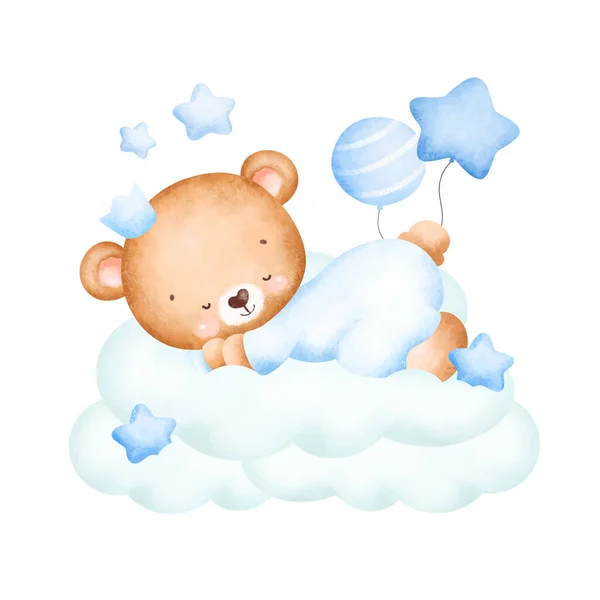 Niedliches Kleines Baby Mit Blauem Himmel Und Wolken — Stockvektor