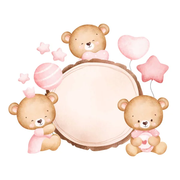 Χαριτωμένο Αρκουδάκι Ροζ Καρδιά — Διανυσματικό Αρχείο