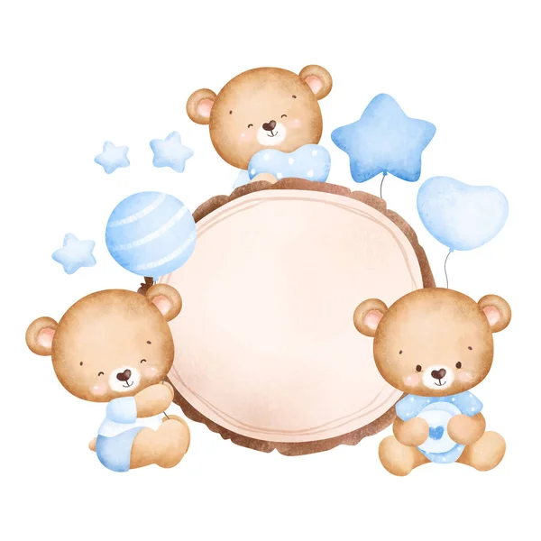 Schattige Teddybeer Met Een Ballon Een Witte Achtergrond — Stockvector