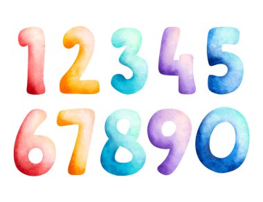 Beyaz arkaplanda suluboya alfabe harfleri